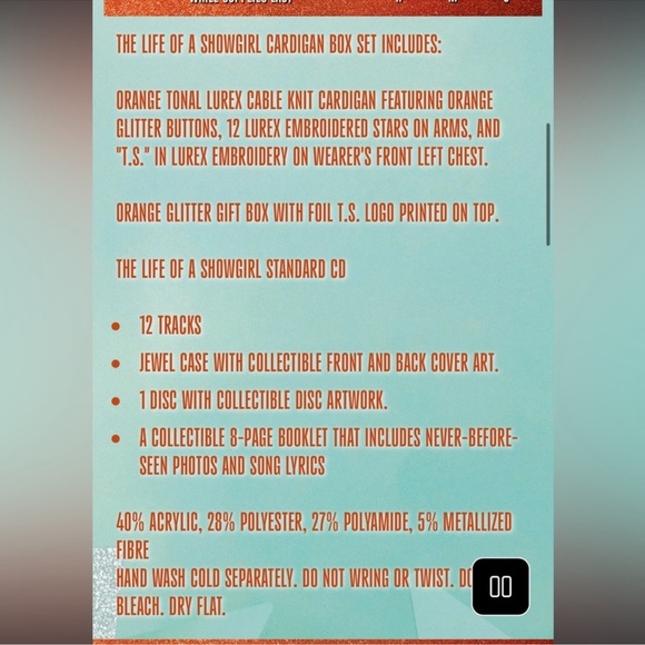 Taylor Swift: The Life of a Showgirl SOLD OUT Cardigan Box Set, M/L - Picture 4 of 5